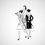 Vector sketch girls in fashion clothes eps N41