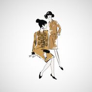 Vector sketch girls in fashion clothes eps N42
