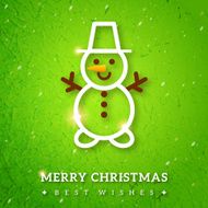 Vintage Merry Christmas Greeting Card with Snowman