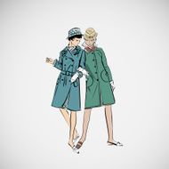 Vector sketch girls in fashion clothes eps N44
