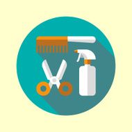 Comb scissors spray flat design grooming icon Vector illustration