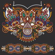Neckline ornate floral paisley embroidery fashion design ukrain N44