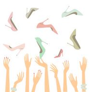 Female hands catching shoes