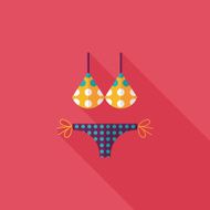Swimming suit flat icon with long shadow N26
