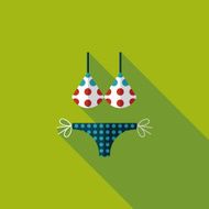 Swimming suit flat icon with long shadow N28