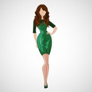 Vector sketch girl in fashion clothes eps N18