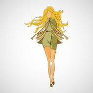 Vector sketch girl in fashion clothes eps N19