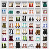 shoes on shelves of shop