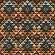 Traditional Tribal Aztec seamless pattern on the wool knitted texture