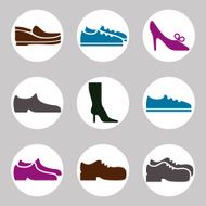 Man and woman shoes vector icon set