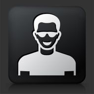 Black Square Button with Male Face Icon N36