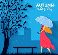 Girl with umbrella in a autumn raining beautiful day background