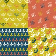 Simple Hand Drawing Floral Patterns Set