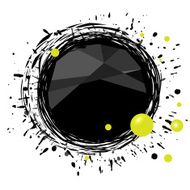 Abstract black blob with splashes at white