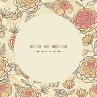 Vintage brown pink flowers circle frame seamless pattern background