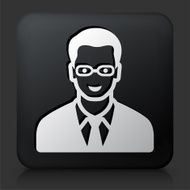 Black Square Button with Male Face Icon N37