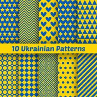 Ukrainian geometric seamless patterns Vector set for patriotic