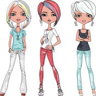 Vector beautiful fashion girls top models N7