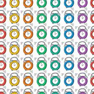 Seamless pattern with the alarm clock Time background N2