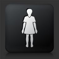 Black Square Button with Woman Standing