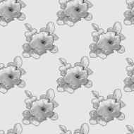 Engraving Roses Seamless Vector Pattern