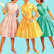 Three Woman Wearing Pastel Colored Dresses N2