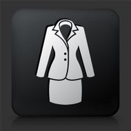Black Square Button with Jacket and Skirt Icon