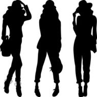 Vector silhouette of fashion girls top models N3