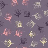 Seamless pattern with leaves on light purple background
