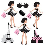 Girl in Paris vector illustration