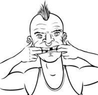 whiteboard drawing - grimacing punk