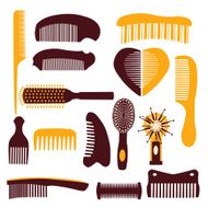 vector set of combs on a white background