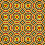Seamless pattern with sun and heart