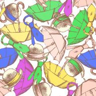 Sketch umbrella hat and tie