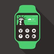 Fashion smart touchsreen watch flat vector N2