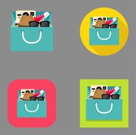 Flat Hipster Shopping icons