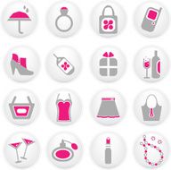 Girls night out icons in pink and grey