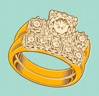 Wedding Ring Set on Blue Background N2