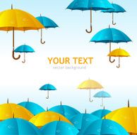 Vector colorful yellow and blue umbrellas flying