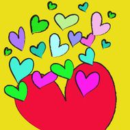 colorful heart on yellow background