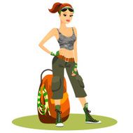 Beautiful young female backpacker