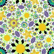 Circle abstract beautiful flower seamless pattern Vector N24