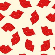 Seamless background with cartoon red lips