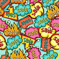 Seamless pattern of sale speech bubbles and labels