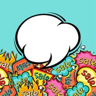 Sale comic speech bubble background in cartoon style