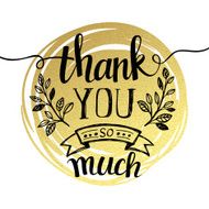 Thank you hand lettering on splash golden textured background N2