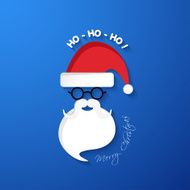 HO-HO-HO Merry Christmas Santa Claus face with hat and beard