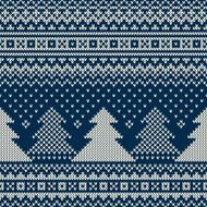 Winter Holiday Seamless Knitted Pattern with Christmas Trees