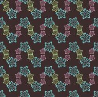 Seamless pattern of colorful flowers on a dark background N2