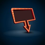 Retro arrow with space for text blue background